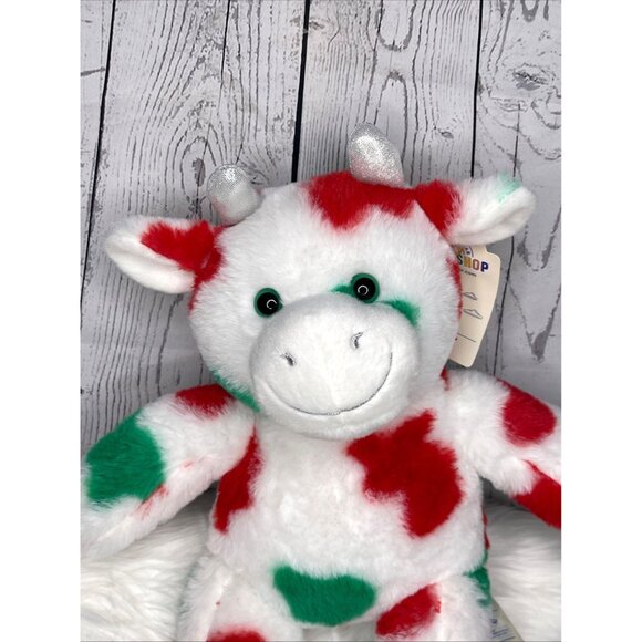 Build A Bear Mooey Christmas Cow Plush Stuffed Animal Red Green Spots 16 in Tags - Picture 2 of 7
